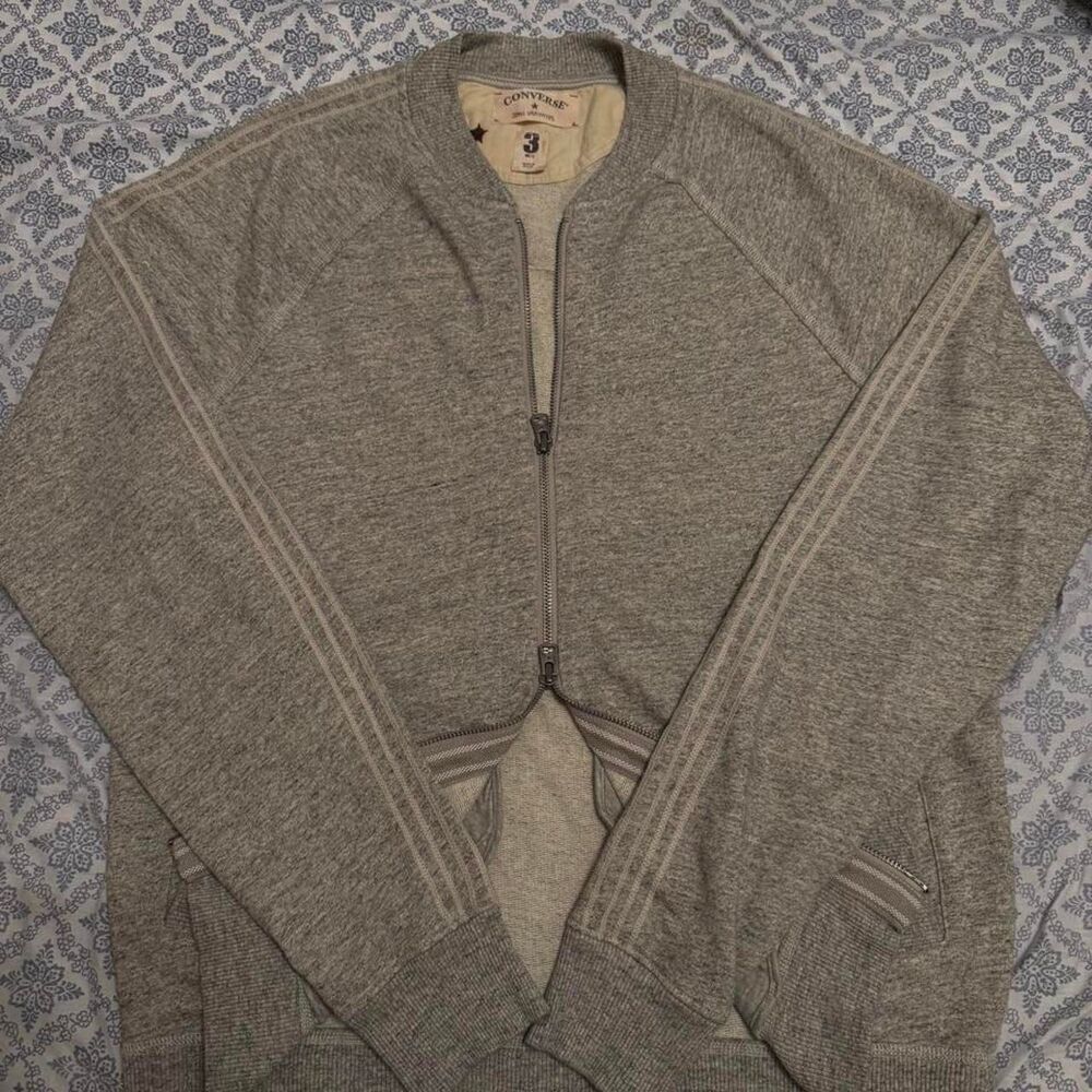 Converse John Varvatos Full-Zip Grey Knit Bomber Jacket Size 3 (US L)